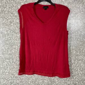 I Jeans by Buffalo Red Sheer Chiffon Raglan Sleeve Tee - Size Medium - V-Neck